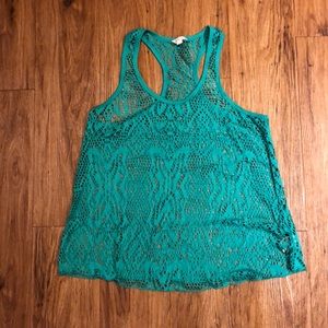 Green lace tank- medium